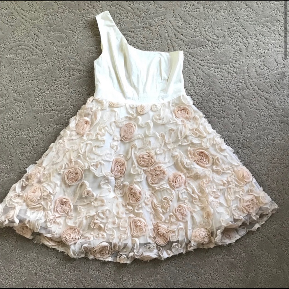 ModCloth Small Retro Formal Dress Peach & Cream